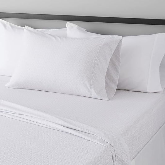 Amazon Basics Lightweight Super Soft Easy Care 3 Piece Microfiber Bed Sheet Set with 14-Inches Deep Pockets - Twin XL, Gray Crosshatch AmazonBasics