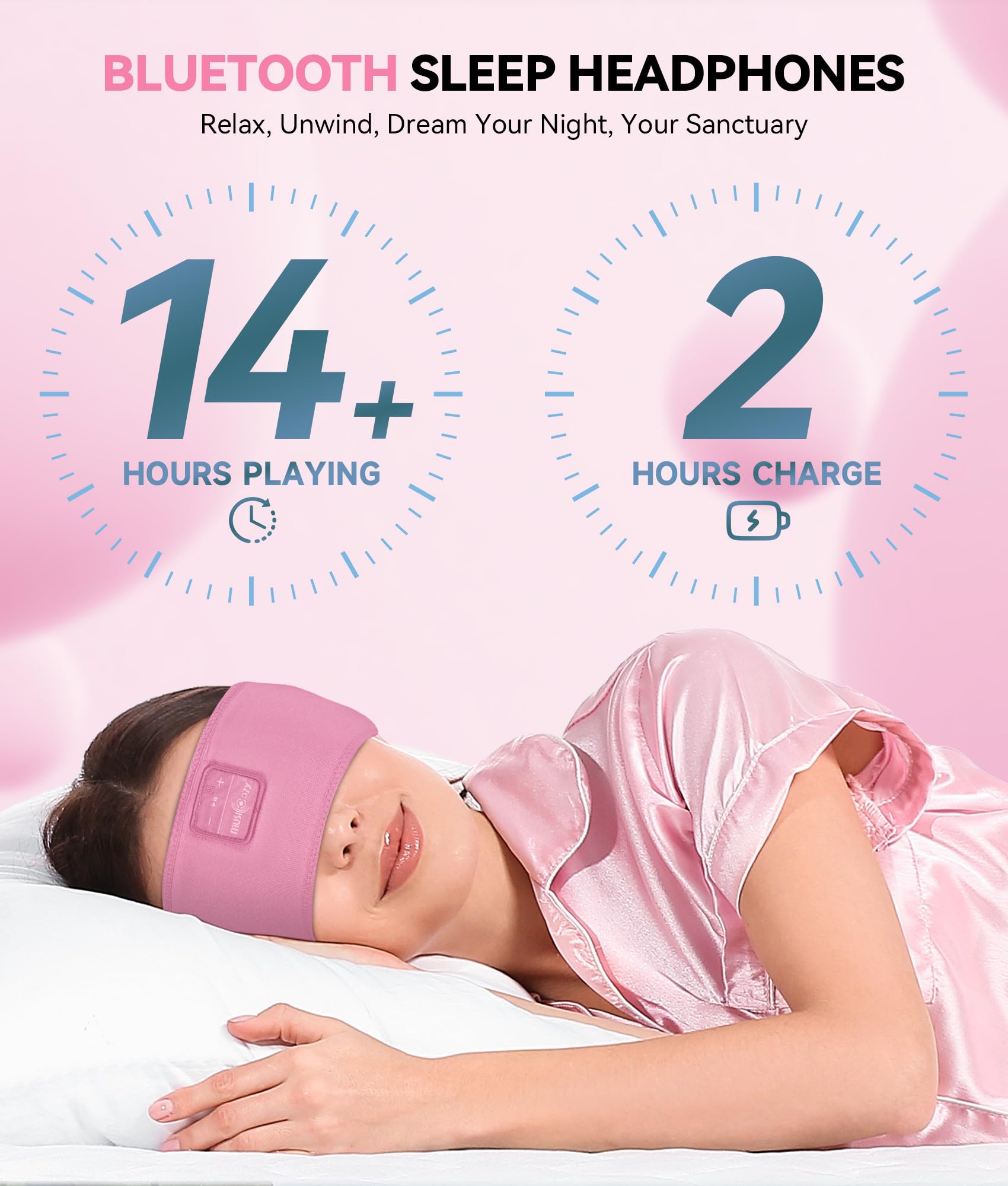 MUSICOZY Sleep Headphones Bluetooth 5.4 Headband, Sports Wireless Earphones Sweat Resistant Earbuds Sleeping Headphone with Ultra-Thin HD Stereo Speaker for Workout Running Cool Gadgets Unique Gifts Dormly