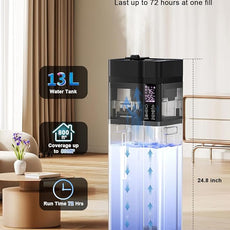 13L/3.4Gal Humidifiers for Bedroom, Ultrasonic Warm & Cool Mist Humidifier Large Room, Covers 800ft², 72H Runtime, 24H Timer, 3 Mist Modes Top Fill Quiet Humidifiers for Home, Office, Black
