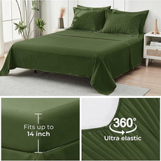 HYMOKEGE Olive Green Full Size Comforter Sets Seersucker 7 Pieces, All Season Luxury Bed in a Bag for Bedroom, Bedding Set with Comforter, Sheets, Pillowcases & Shams