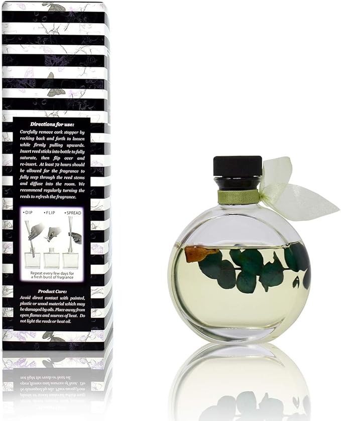 LOVSPA Reed Diffuser Set, Unwind Eucalyptus & Mint Scented Oil Diffuser with Sticks, Home Fragrance Accessories for Bathroom Shelf Decor, Aroma Diffusers for Home or Office Desk, USA Made