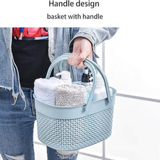 rejomiik Portable Shower Caddy Basket, Plastic Organizer Storage Tote with Handles Toiletry Bag Bin Box for Bathroom, College Dorm Room Essentials, Kitchen, Camp, Gym, Blue