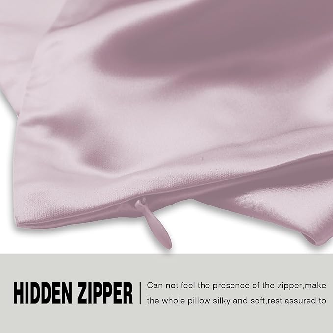 Mulberry Silk Pillow Cases for Hair and Skin Queen Size Silk Pillowcase with Zipper Soft Breathable Smooth Cooling Satin Silk Pillow Covers for Sleeping (Lavender,20"X 30",1Pcs)