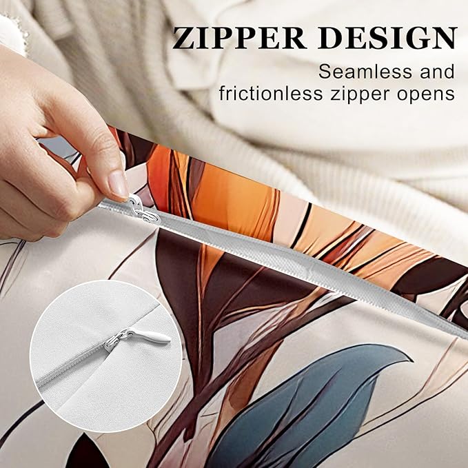 Microfiber Body Pillow Cover with Hidden Zipper,Comfortable Fabric,Floral Print Pattern Body Pillow Case,Lightweight and Breathable,The Size is 20 "X 54"(Tulip-18)