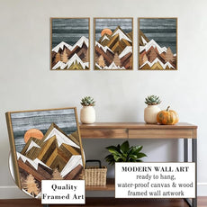 Framed Mountain Wall Art Boho Mountain Wall Decor Modern Nature Artwork 12