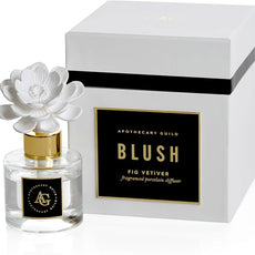 Zodax Apothecary Guild Blush Porcelain Oil Diffuser - Home Fragrance Diffuser Ideal for Living Room, Bathroom, Office - Makes a Great Gift - Porcelain Flower Design - Fig Vetiver - 1.69 Oz.