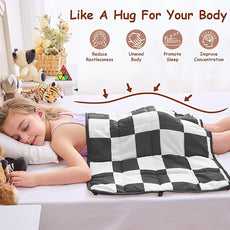 yescool Black Checkered Weighted Lap Pad 2 Pounds Cooling Weighted Lap Blanket, Plaid Small Weighted Blanket, Weighted Throw Blankets Gift for Travel Indoor Outdoor, 20
