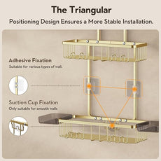 Shower Caddy Hanging, Shower Organizer Hanging, Aluminum Shower Racks for Inside Shower with Hooks for Razor, Never Rust Bathroom Organizers and Storage with Soap Holder, Gold