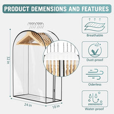 Clear Garment Bag for Hanging Clothes 10” Gusseted, 32” Suit Bags for Open Closet Storage Plastic Clothes Cover for Coat, Dress, Shirts, Fur, Jacket, Wardrobe Protectors, 4 Pack
