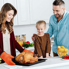 KITCHEN PERFECTION S Silicone Smoker Oven Gloves -Extreme Heat Resistant BBQ Gloves -Handle Hot Food Right on Your Grill Fryer Pit|Waterproof Oven Mitts |Superior Value Set+3 Bonuses