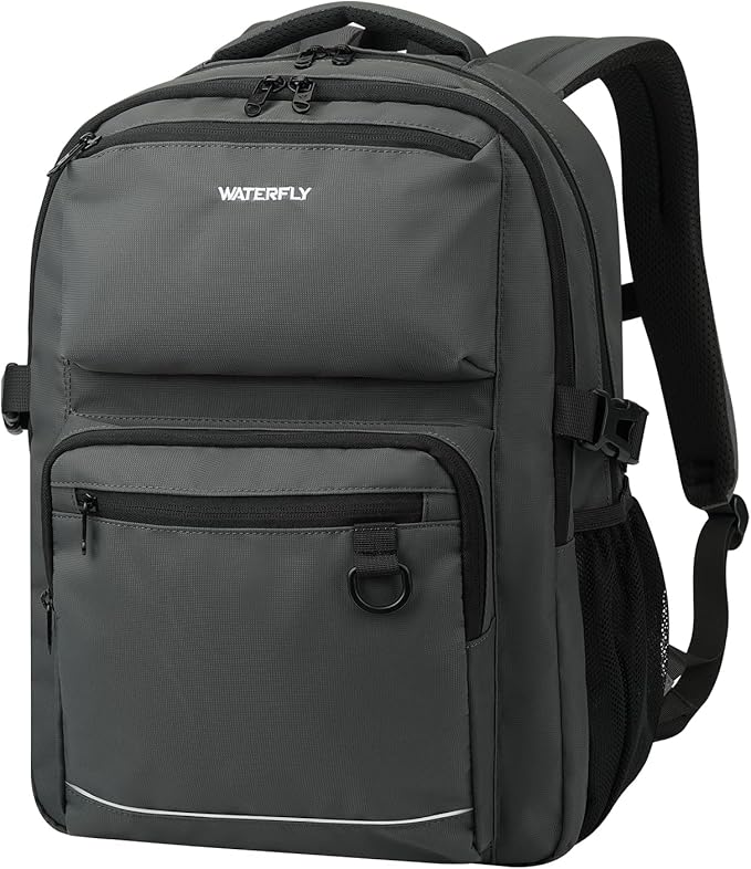 WATERFLY Travel Laptop School Backpack: College Middle School Bookbag for Women Men, TSA Friendly Business Work Casual Daypack with 15.6" Computer Compartment, Anti Theft Water Resistant Commuter Bag