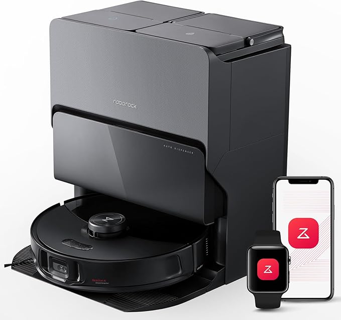 roborock S8 MaxV Ultra Robot Vacuum & Sonic Mop, 10000 Pa Suction, Corner to Edge Deep Cleaning, Hot Air Self-Drying, Auto Empty & Refill, Detergent Dispenser, Obstacle Avoidance, Black