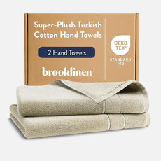 Brooklinen Super-Plush Turkish Cotton Hand Towels - Set of 2 - Cotton, 820 GSM, Highly Absorbent, Machine Washable, Perfect for Home & Bathroom (20