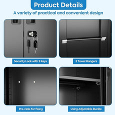 SUXXAN Broom Closet Storage Cabinet with13 Hooks and Hanging Rods, 71