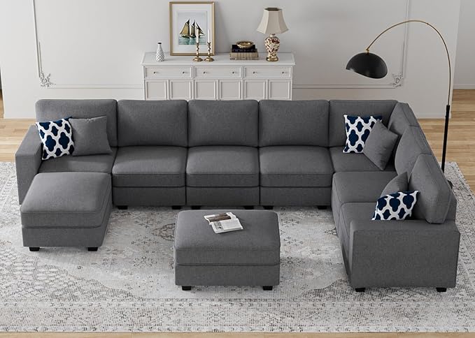 Legend Vansen Modular Sectional Sofa U Shaped Couch with Ottoman Modern Reversible Corner Sectional Couch for Living Room (Dark Grey, U Shaped Sofa-5)
