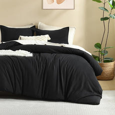 Litanika Comforter Set, Lightweight Solid Bedding Comforter Set, Fluffy Down Alternative Bed Set, Black, Oversized King