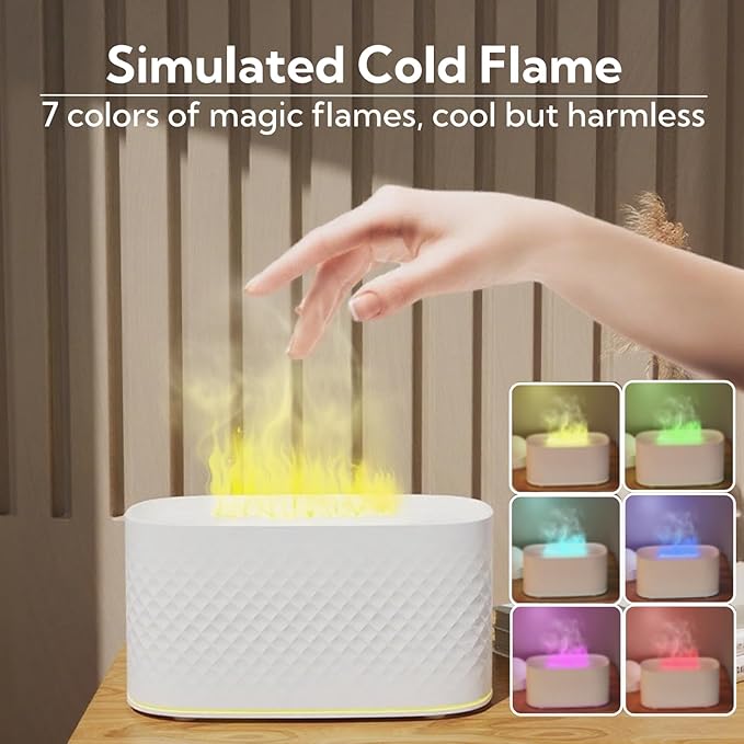 Portable Small Humidifier Dual Nozzle - Large Cool Mist Humidifiers Double Spray Ports, Water Shortage Protection, Ultra-Quiet, Mini Humidifier for Bedroom Plants Office Car Travel (Flame White)