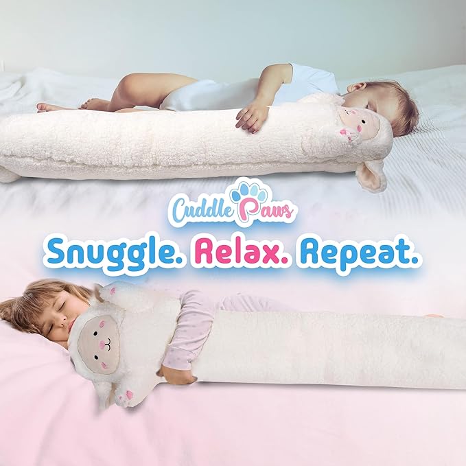Lamb Plush Body Pillow for Kids | Long Stuffed Animal Cuddle Pillow | Soft Hugging Toy | Plushie Gift for Girls & Boys | Long Plush Body Pillow for Sleep & Comfort | Small, 23 Inches