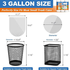 Charmount 3 Gallon Small Trash Bags, 104 Count – Unscented Clear Mini Garbage Bags for Bathroom, Office, Kitchen, 15L Wastebasket Liners