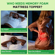 Queen Mattress Topper, 3 in 1 Memory Foam Mattress Topper for Back Pain, 2