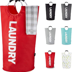 Caroeas 100L Laundry Basket,Large Laundry Hamper, Laundry Bag with Padded Handles, Clothes Hamper Stands Up Well, Collapsible Free Standing Easy Storage Washing Bin (Red,100L)