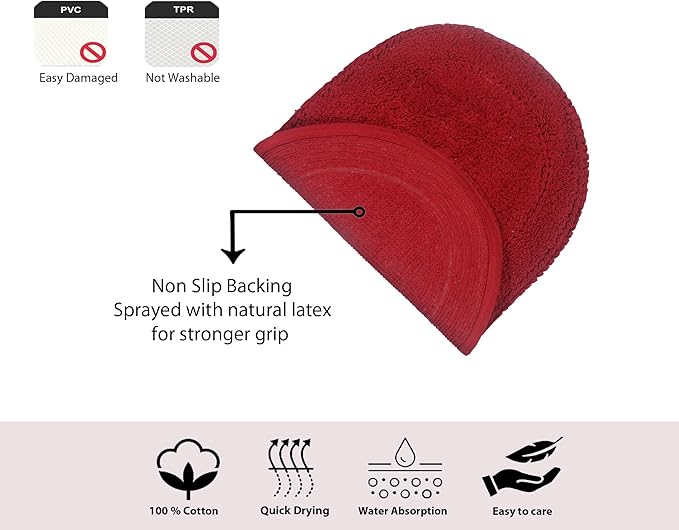 Home Weavers Double Ruffle Collection 100% Cotton Bathroom Rugs Set, Washable Rug, Extra Soft and Absorbent Bath Rug, Kitchen Mat, Bath Mat Set, Bath Floor Mat Non Slip, 24"x40" Rectangle, Red