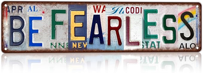 Vintage License Plate Street Sign Metal Sign Be Fearless Girl Boss Motivational Wall Decor For Gym Teen Girl Room Office 16x4 Inch