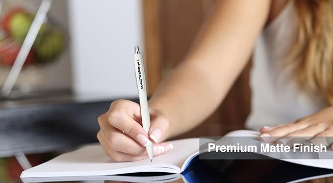 AKVINQ® Walker Gel Pens,12-Pack | 0.7mm Medium Point | Retractable Gel Ink Pen | Premium White Matte Finish | Black Ink | Smudge-Resistant | Comfortable Rubber Grip | Office & School Writing