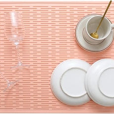 Silicone Dish Drying Mat for Multiple Usage,Easy clean,Eco-friendly,Heat-resistant Silicone Mat for Kitchen Counter or Sink,Refrigerator or Drawer Liner Pink 4XL 32 inches x 18 inches