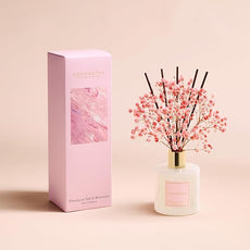 COCORRÍNA Reed Diffuser - Himalayan Salt & Rosewater 6.7 Fl.oz Reed Diffuser Set with Sticks & Preserved Baby's Breath, Reed Diffuser for Home Bathroom Shelf Decor