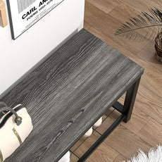 FOLUBAN Industrial Shoe Storage Bench for Entryway Hallway, Rustic Indoor Shoe Rack Bench Seat for Living Room Bedroom, 43.3 Inch Dark Gray