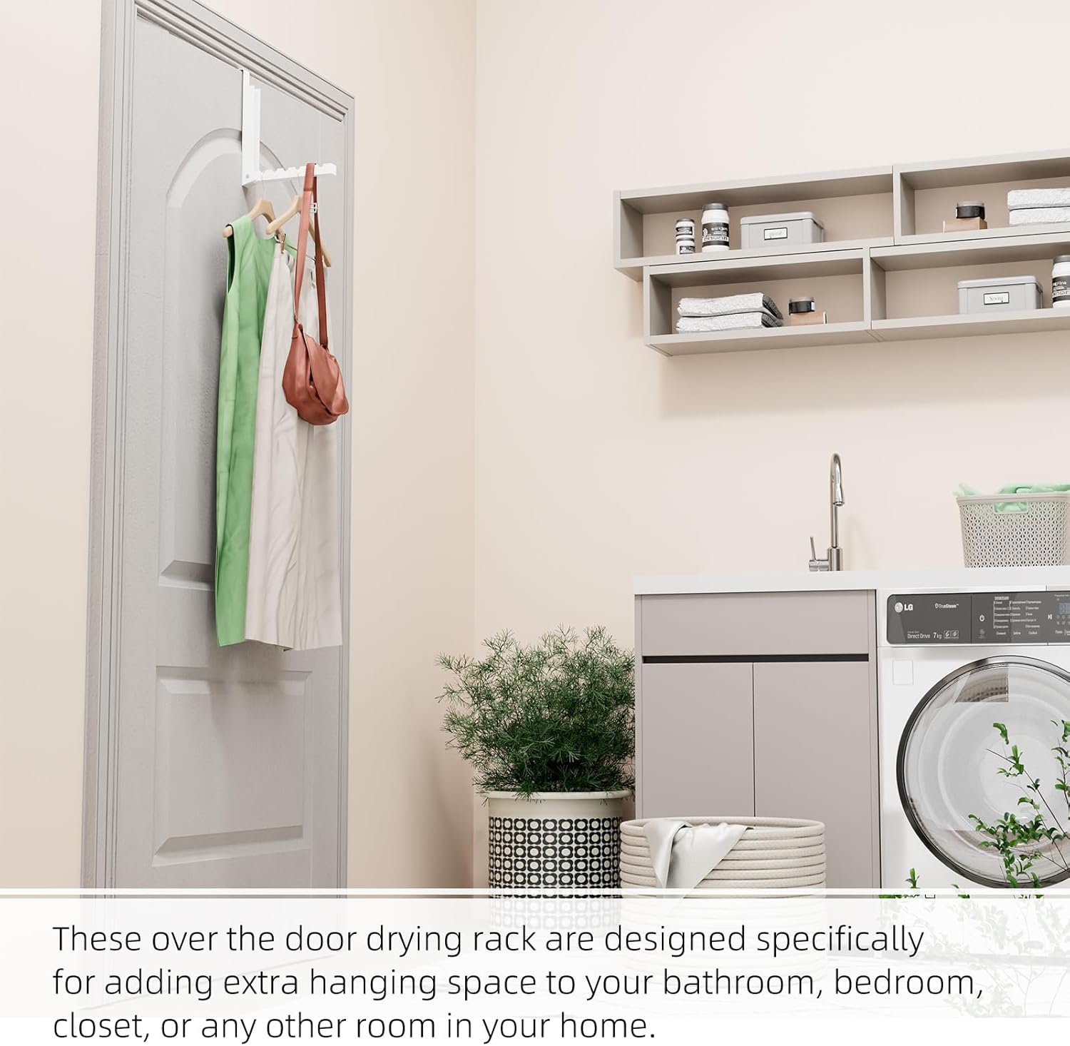 BAKON Over The Door Hanger Folding Clothes Drying Rack, Folding Hanging Coat Rack for Indoor Laundry Room Compact Small Space Foldable Portable Clothing Hanger Hook Collapsible- 2 Pack Dormly