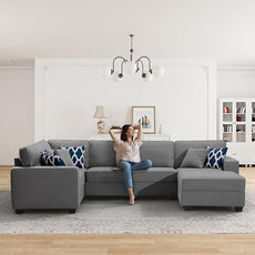 Legend Vansen Modular Sectional Sofa U Shaped Couch with Ottoman Modern Reversible Corner Sectional Couch for Living Room (Dark Grey, U Shaped Sofa-1)