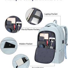 MATEIN 18 Inch Laptop Backpack for Women, TSA Approved Laptop Rucksack Large Capacity 50 L, Anti Theft Backpack with Comfortable Shoulder Straps for College Work Travel, Haze Blue