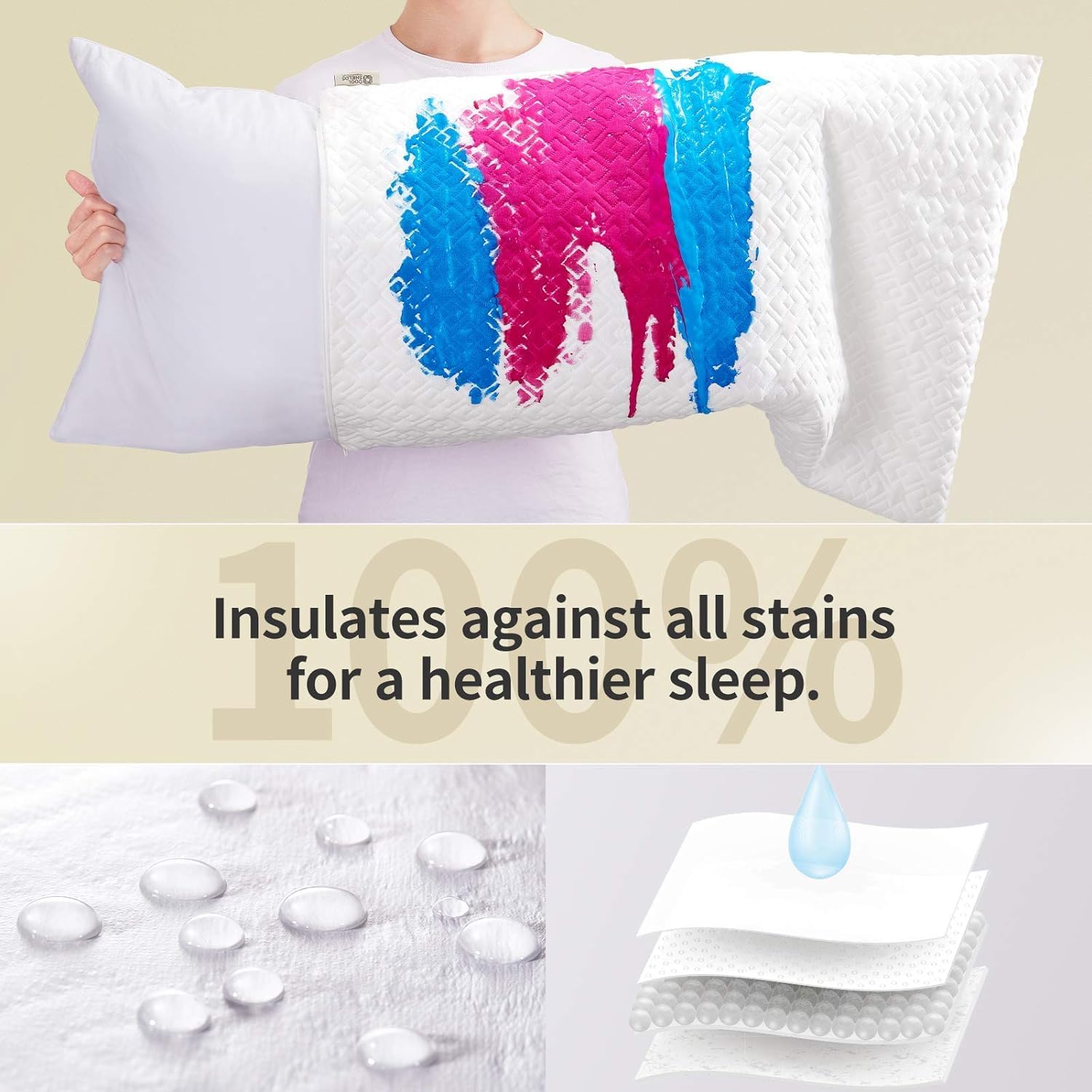 CoolShields Pillow Protector (2 Pack) Standard – Waterproof Zippered Pillow Covers, Hypoallergenic, Premium Pillowcase Encasement for Better Sleep
