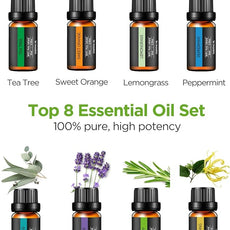 InnoGear Aromatherapy Diffuser & 8 Essential Oils Set, 300ml Premium 5-in-1 Ultrasonic Essential Oil Diffusers Scent Humidifier Aroma Diffuser Vaporizer Auto-Off Timer for Room Office Home, Yellow