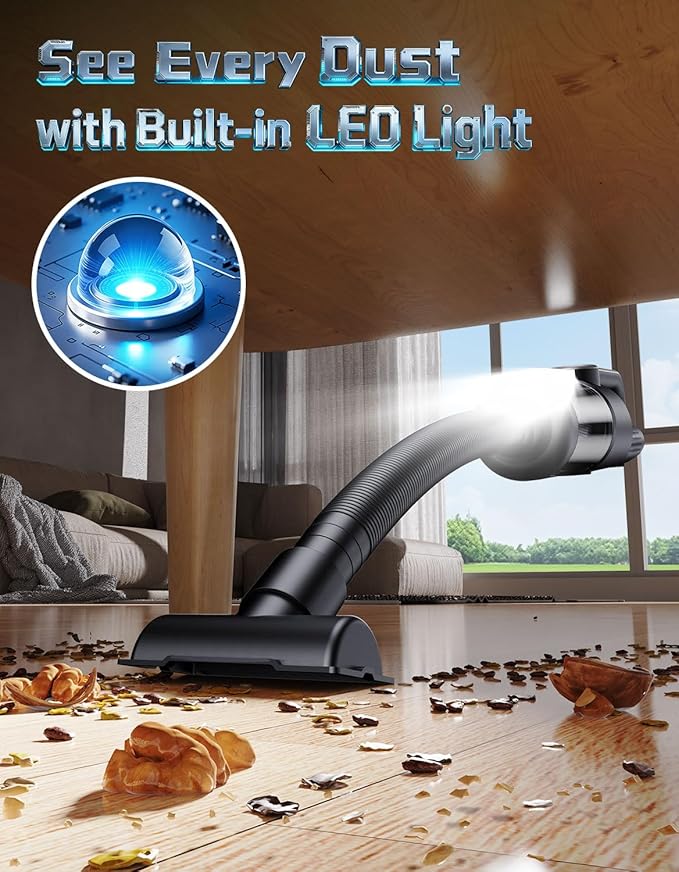 Cordless Handheld Vacuum Cleaner, 2-in-1 Vacuum & Blower, 36000Pa Suction Brushless Motor, Car Vacuum with LED Light, Lightweight, Portable for Car, Home, Office and Outdoor Use
