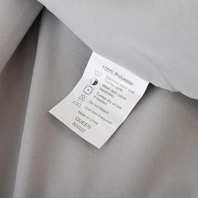 ROSGONIA Queen Comforter Set Grey, 3pcs Bedding Comforter Sets (1 Gray Comforter & 2 Pillowcases) All Season Soft Lightweight Bedspread Blanket Quilt