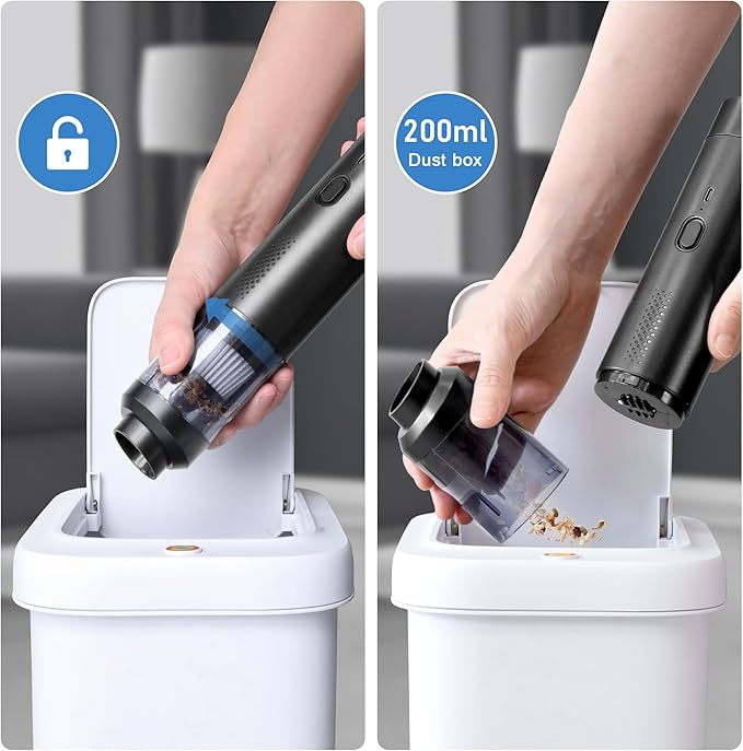 Handheld Vacuum Cleaner Cordless, Desk Vacuum Cleaner Compressed Electric Air Duster 12000Pa Suction, Portable Vortex Vacuum Dust Buster Air Blower for Computer, Keyboard, Car, Pet Hair Cleaning