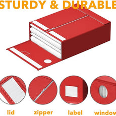 SpaceAid 9 Pack Bed Sheet Organizers and Storage, Foldable Sheet Organizer with Window for Linen Closet, Set Folder Keeper for Queen & King Size Bedding Storage (Red)