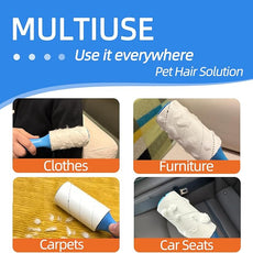 Extra Sticky Pet Hair Remover Lint Roller, 4 Refills (360 Sheets) + 2 Handles, Easy Tear No Residue for Clothes, Couch, Furniture and Car Seats