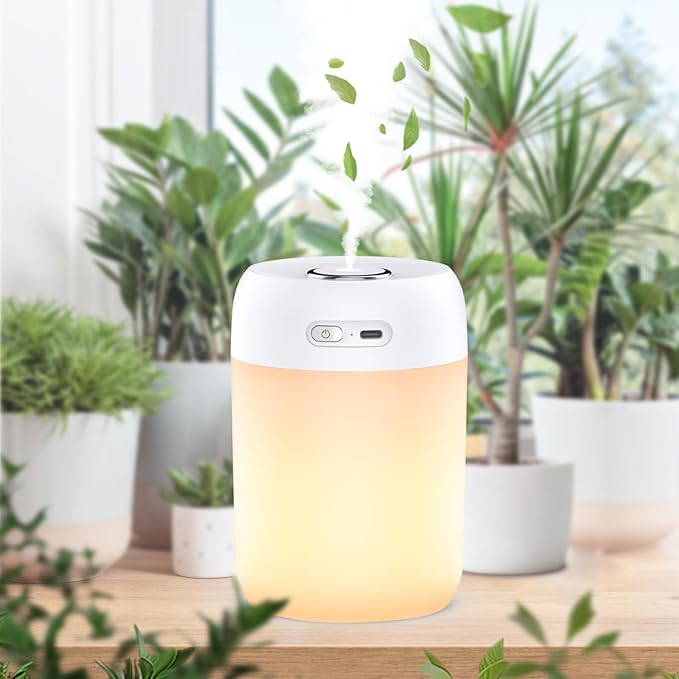 SZO Night Lights Humidifiers For Bedroom, USB Rechargeable, LED Lights For Bedroom,4 Mode Portable Night Lights Humidifier Fit For Various Scenarios,<28dB, Auto Shut-off, Ideal For Home Travel Plants