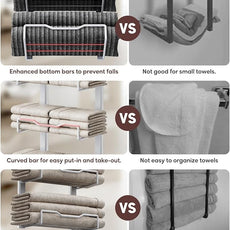 Hanging Towel Racks for Bathroom No Drill - Over The Door 6-Tier Bath Towel Storage Organizer for Small Bathrooms - Back Door Large Tiered Towel Holder Hanger for Rolled Towels RV Camper White