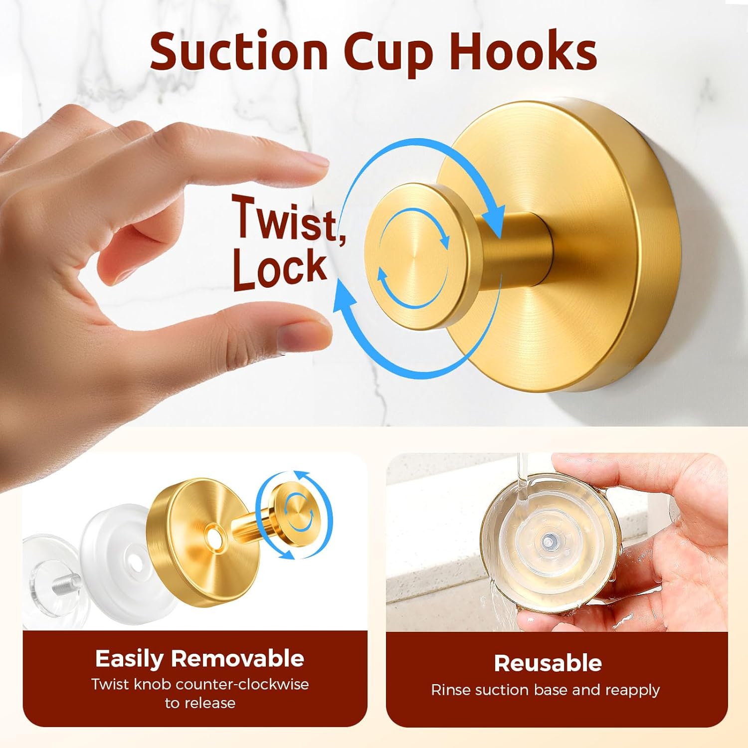 4 Packs Suction Cup Hooks for Shower, Heavy-Duty Wreath Hangers for Front Door, No Drill Glass Door Shower Suction Hooks No Damage for Walls Bathroom Kitchen Window Mirror Tile Towel Coat Robe Loofah