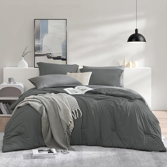 WRENSONGE Full Size Comforter Sets- 7 Pieces Soft Bed in a Bag with Fitted Sheet, Flat Sheet, 2 Pillow Shams, 2 Pillowcases, Warm Bedding Sets for All Season