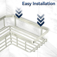 YASONIC Corner Shower Caddy, 3-Pack Adhesive Shower Caddy with Soap Holder and 12 Hooks, Rustproof Stainless Steel Bathroom Organizer, No Drilling Wall Mounted Shower Rack, Nickel