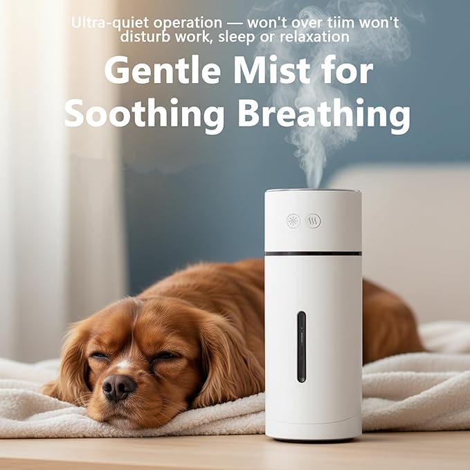 Mini Humidifier USB Rechargeable Desktop Humidifier with Night Light & Timer Quiet Personal Cool Mist for Bedroom, Office, Travel & Car, Ich Dekor