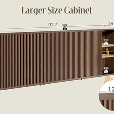 Fluted Buffet Cabinet Sideboard with Storage,Wooden Credenza with 2 Doors&Adjustable Shelve, Modern Accent Cabinets Coffee Bar Bookcase for Living Room,Kitchen Dining Room Entryway 15