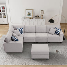 Legend Vansen Modular Sectional Sofa U Shaped Couch with Ottoman Modern Reversible Corner Sectional Couch for Living Room (Light Grey, U Shaped Sofa-1)