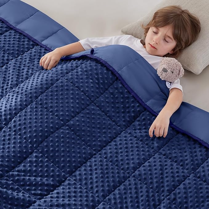 anfie Weighted Blanket Kids(48"x72" 6lbs) Weighted Blanket Cooling Blanket for Sleeping,Throw Size Breathable Blanket with Premium Glass Bead(Blue)